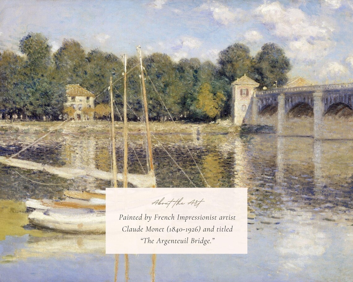 Claude Monet's Argenteuil Bridge, Vintage Art Print - Image 2