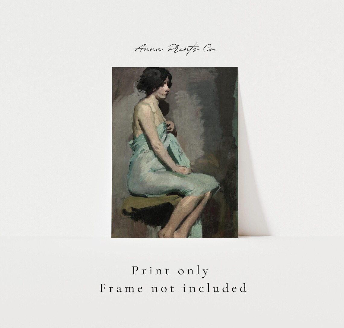 Study of a Seated Woman Vintage Oil Painting Print Antique Portrait - Image 3