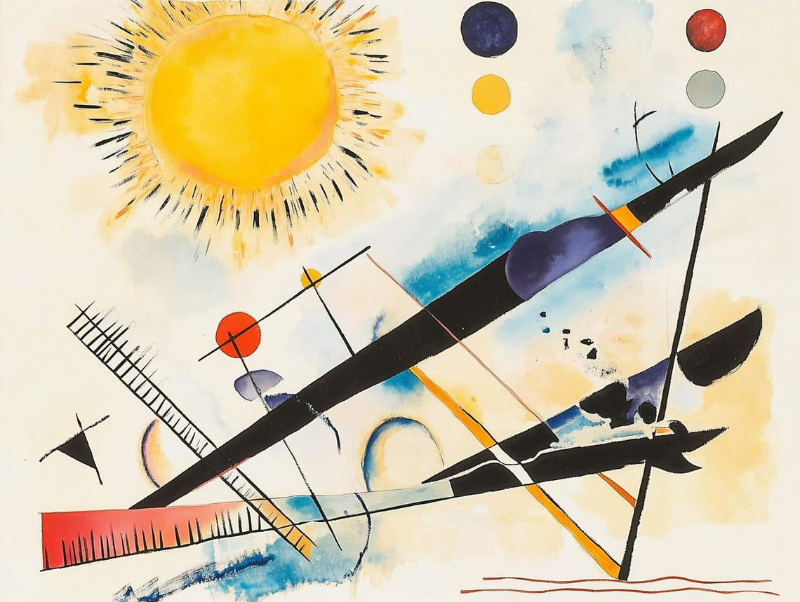 Abstract Colorful Print Inspired By Wassily Kandinsky For Modern Art Wall Decor Home Decor