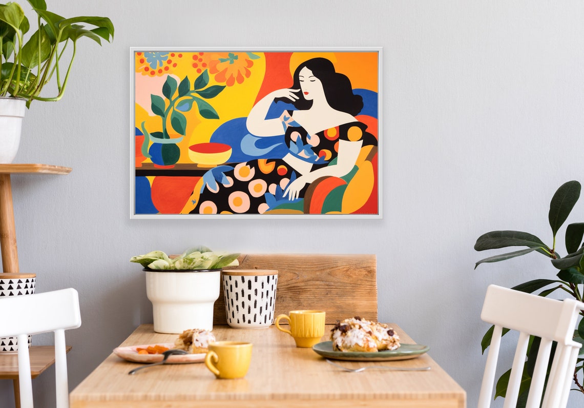 Vibrant Matisse Influenced Reclining Woman Print Alluring Wall Art For Modern Home Decor - Image 2