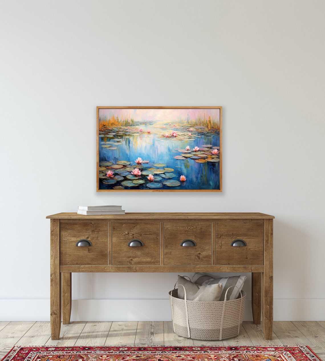 Breathtaking Pink Water Lilies Pond Impressionist Floral Poster - Image 2