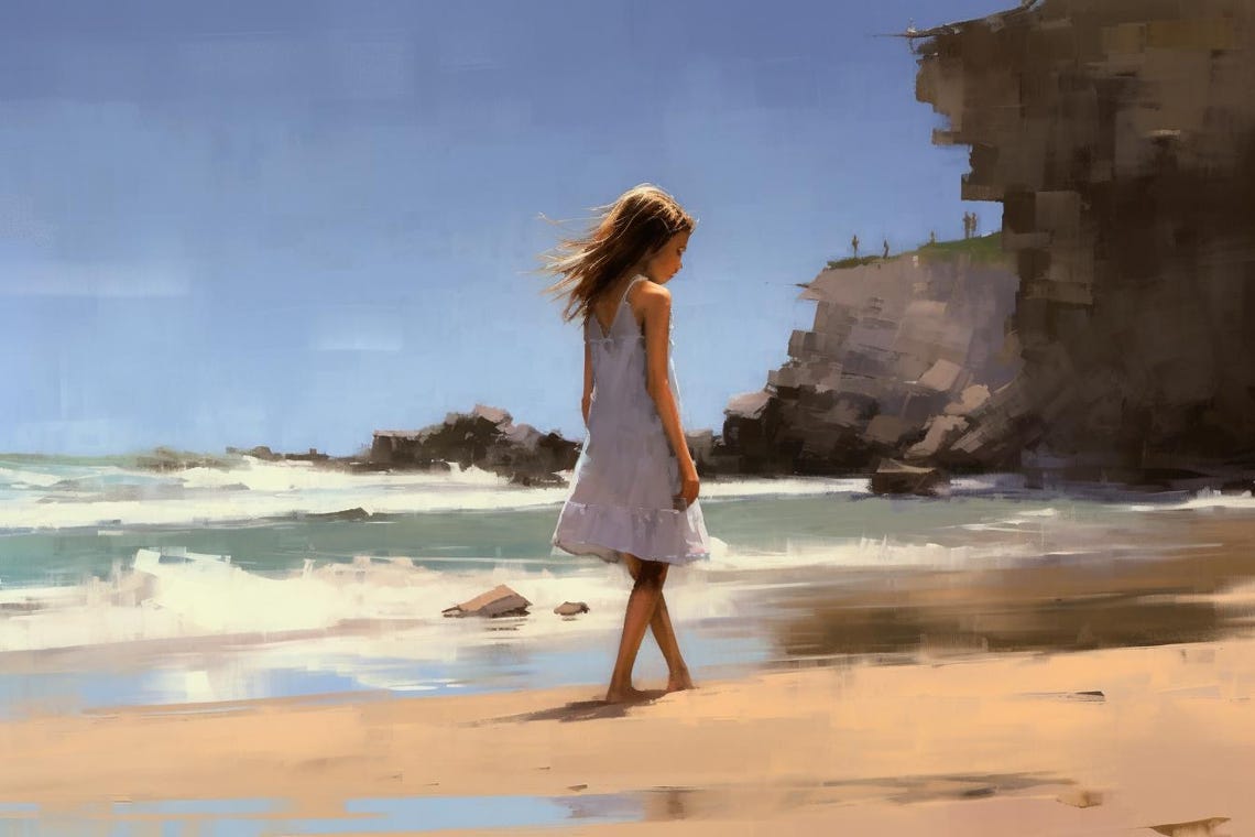 Embracing Solitude, Young Girl By Pino
