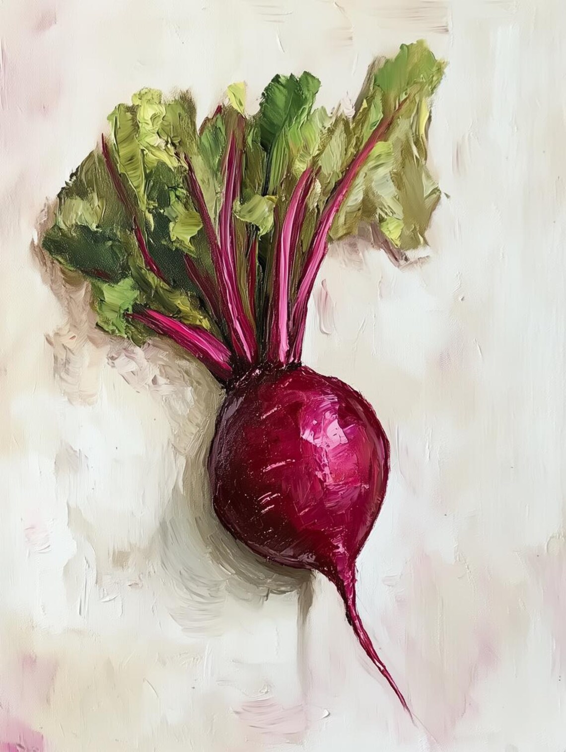 Fresh Beetroot With Leafy Greens Oil Painting Kitchen Art Poster