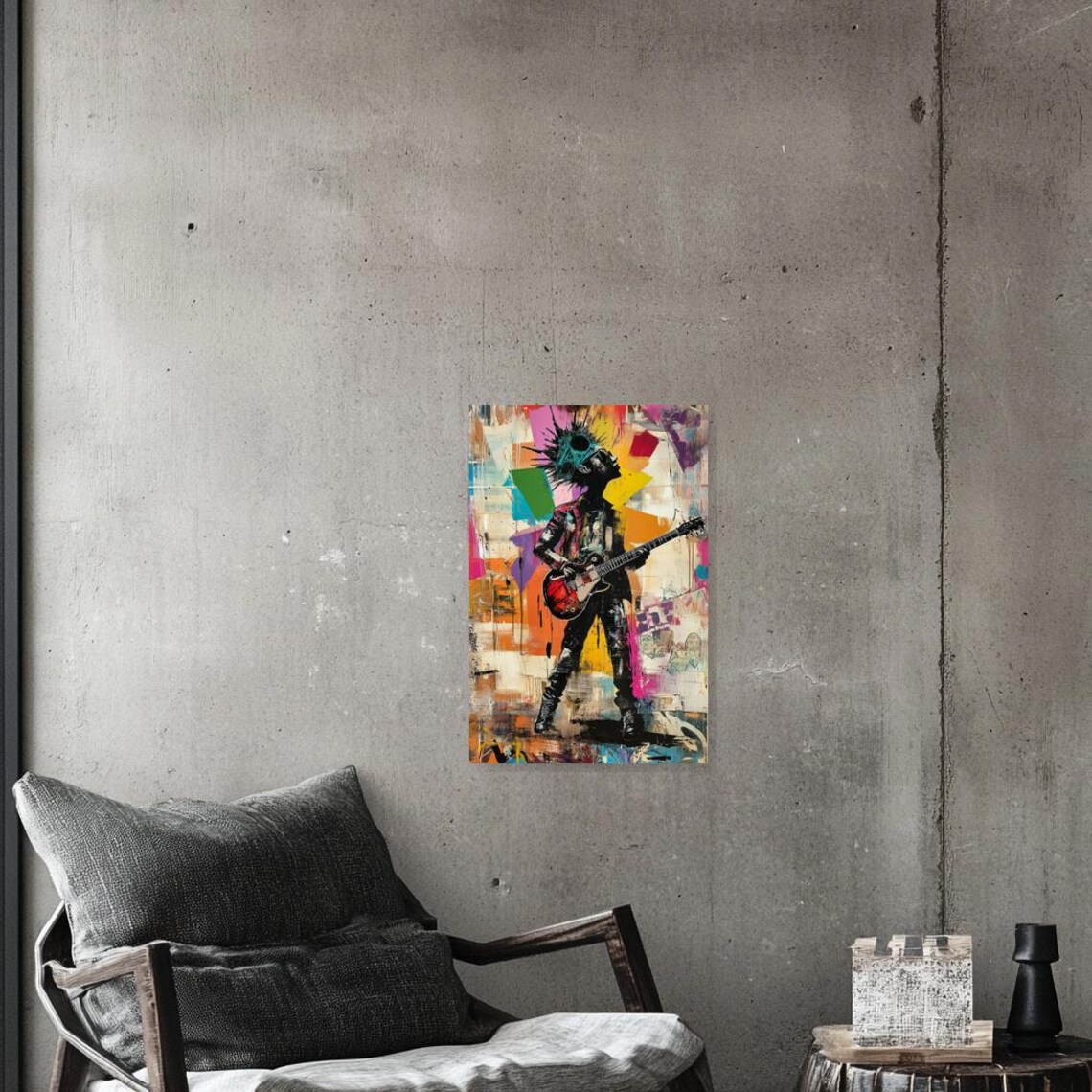 Bold Electric Guitar Rock Musician Punk Street Art Music Poster - Image 2
