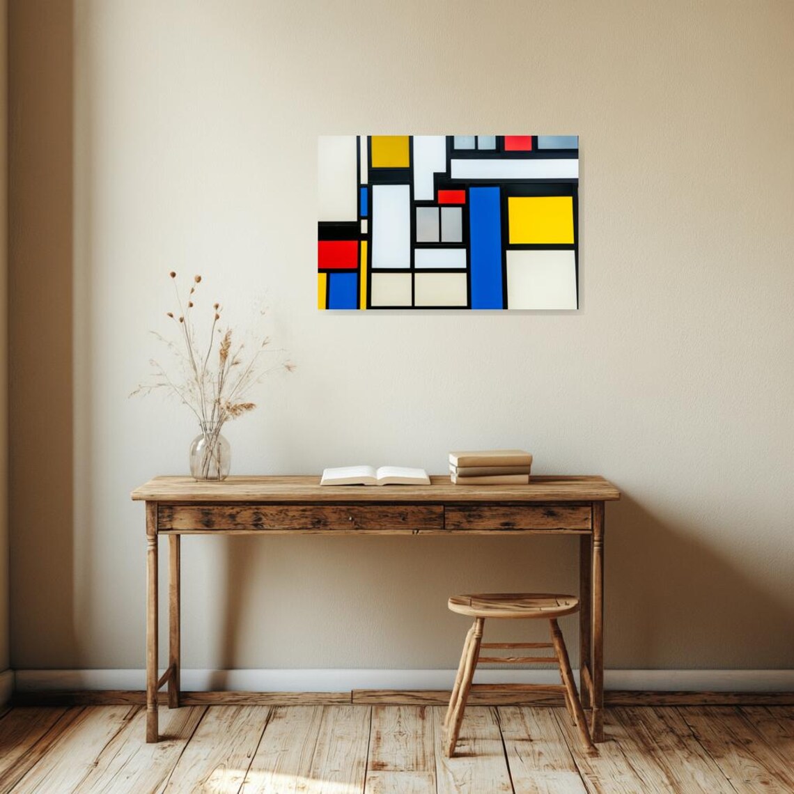 Mondrian Style Primary Color Geometric Window Grid for Modern Home Decor Poster - Image 2