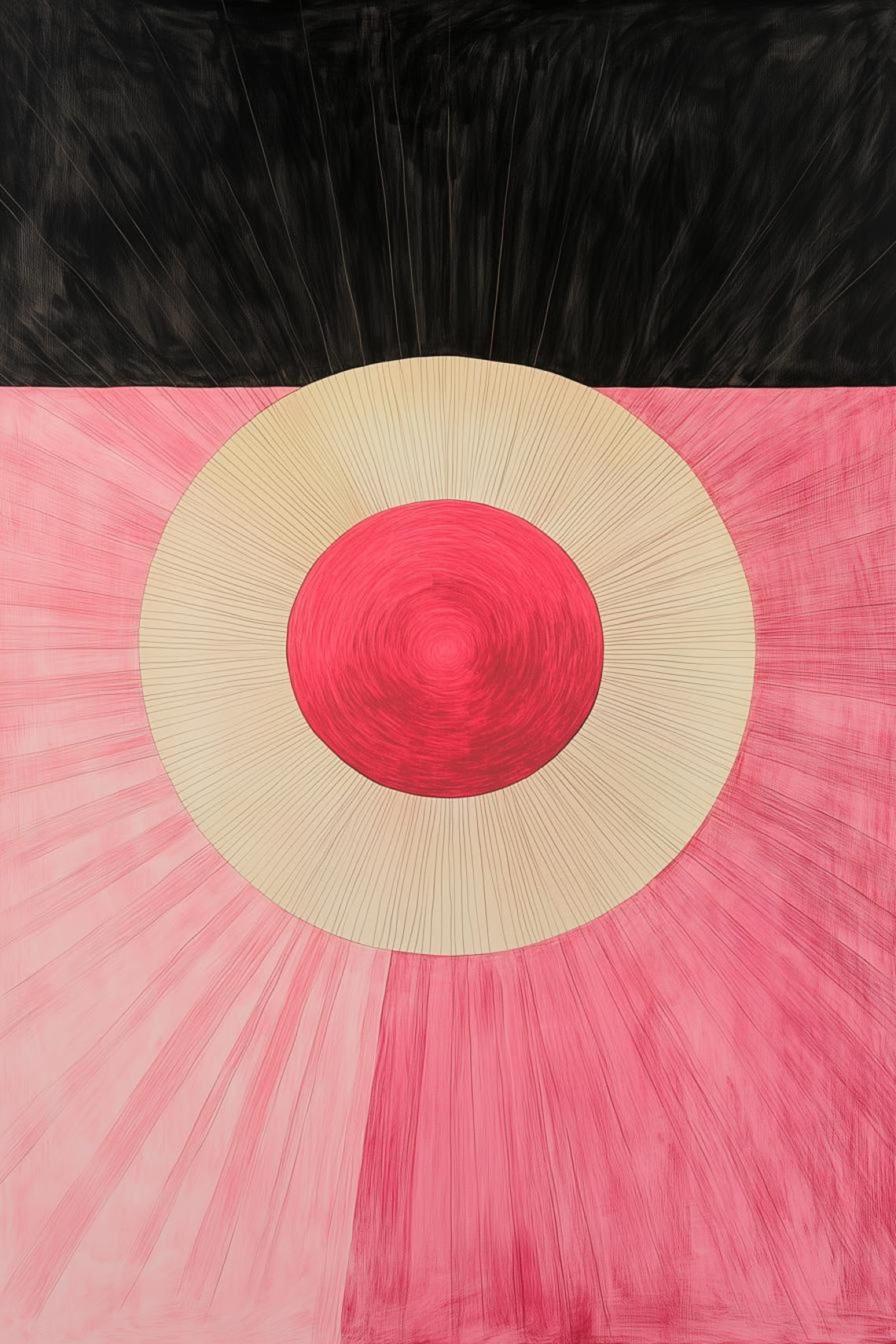 Pink Sun Geometric Abstract Radiant Circle Minimalist Art Poster