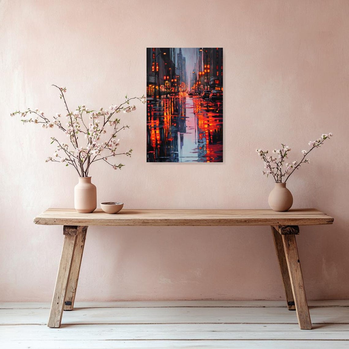 Custom Art Inspired By Edward Hoppers Urban Night Scene With Glowing Reflections And Moody Atmosphere For Home Decor - Image 4