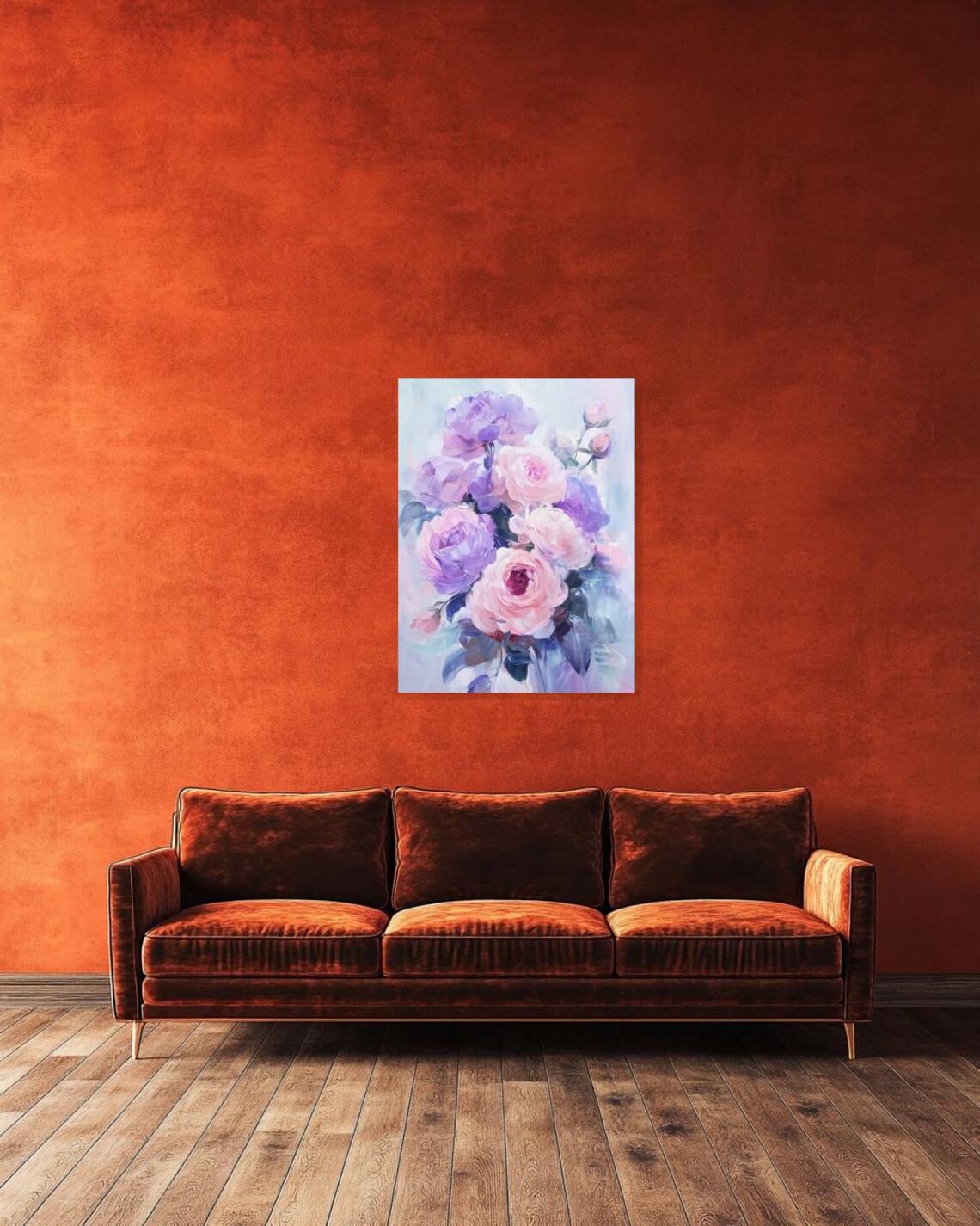 Pastel Pink and Purple Roses Impressionist Floral Bouquet Art Poster - Image 3