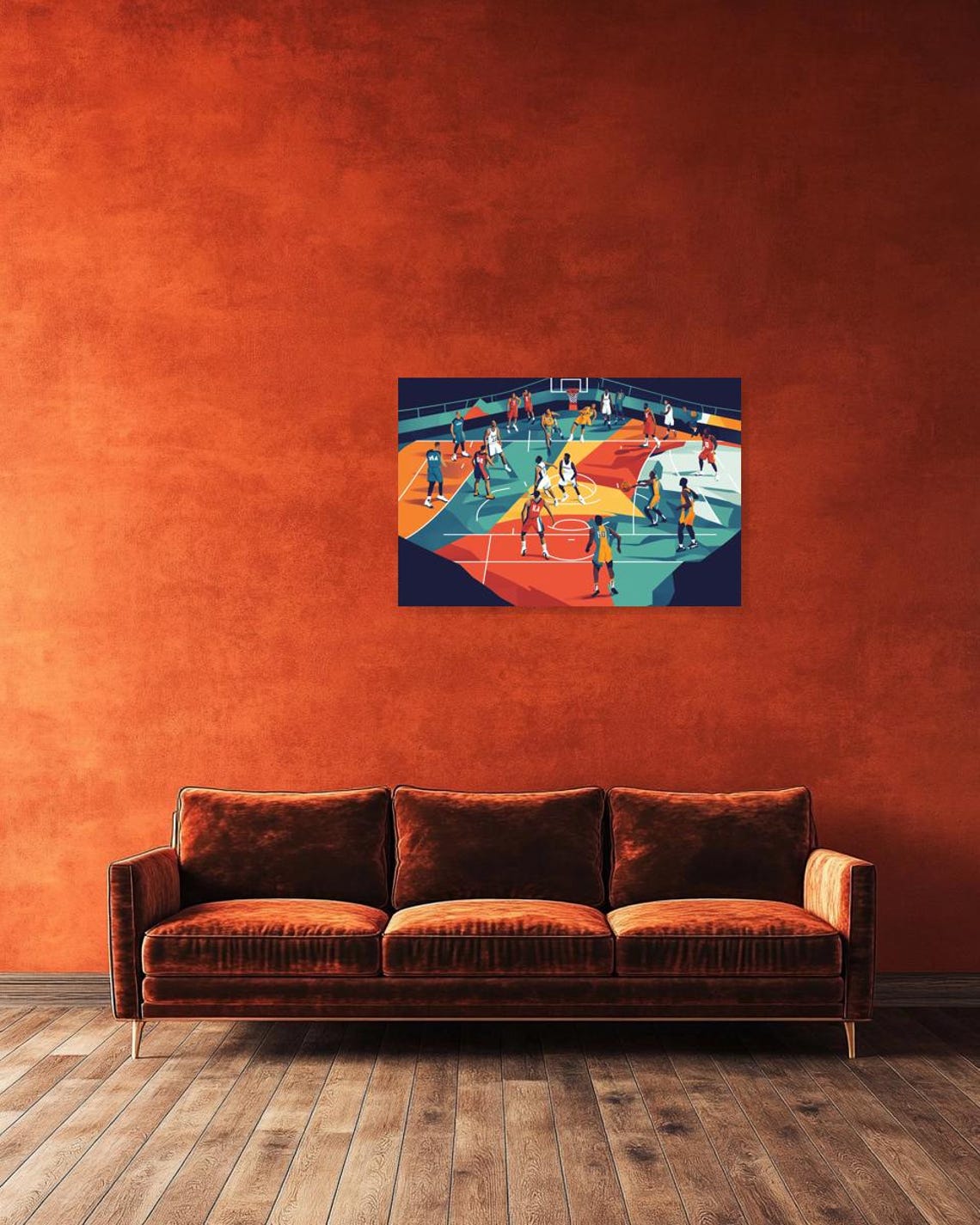 Dynamic Basketball Court Print Inspired By Abstract Art Style For Home Decor And Wall Art - Image 2