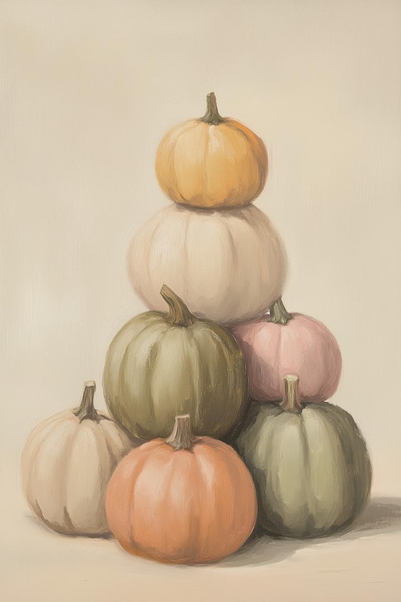 Harvest Pumpkin Stack, Still Life Masters Inspired