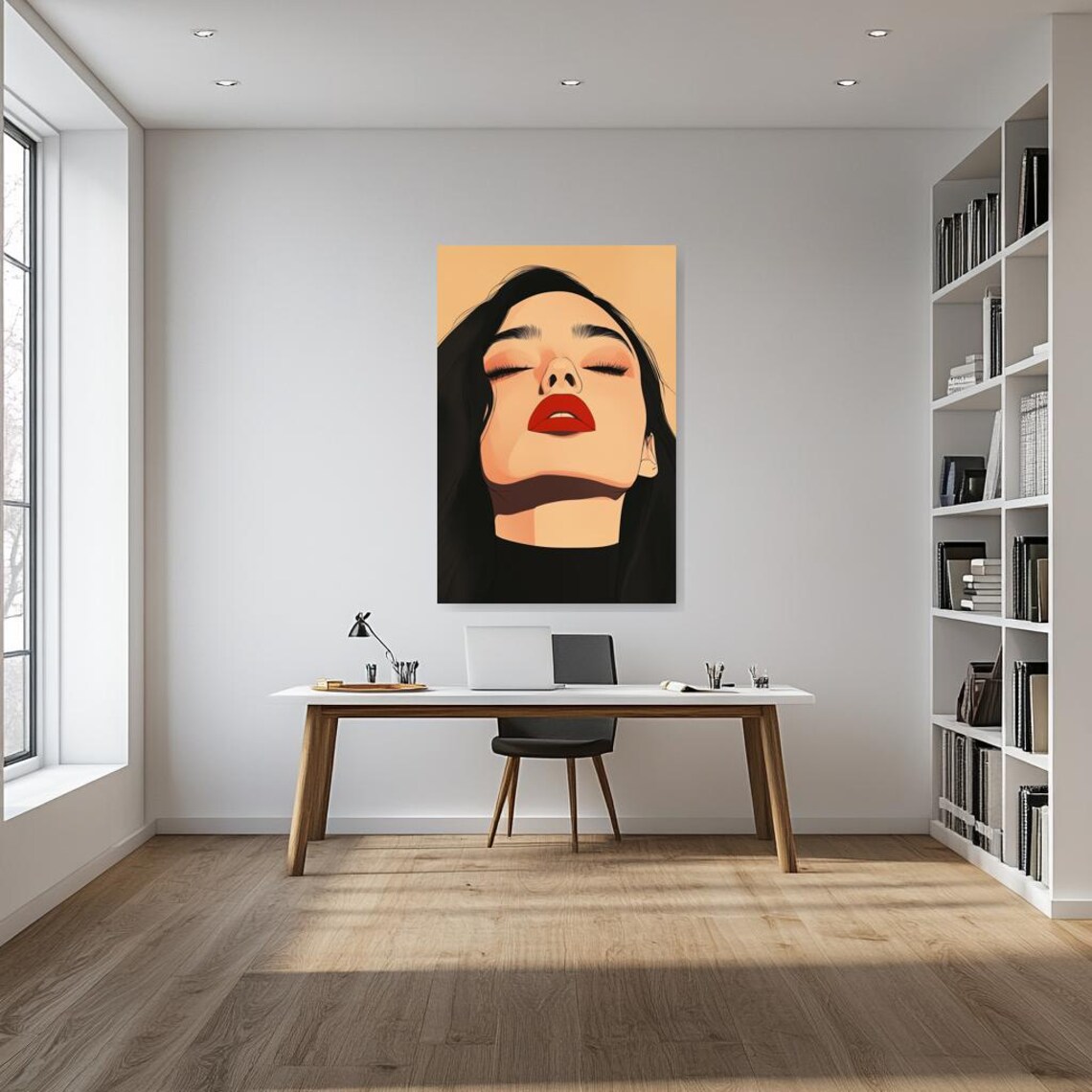Pop Art Portrait of a Woman with Bold Red Lips Beauty Poster - Image 3