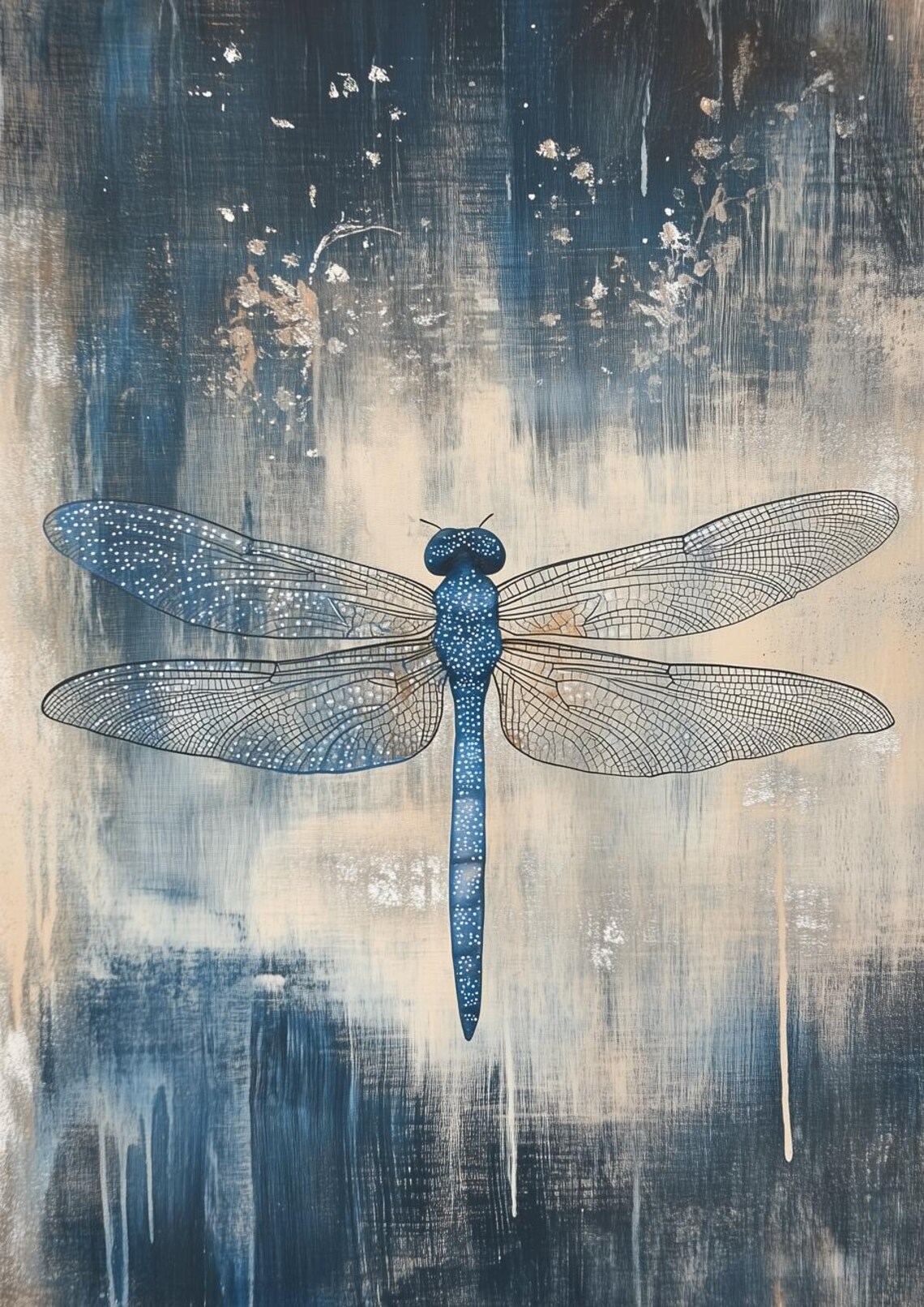 Blue Dragonfly, Contemporary Abstract Style