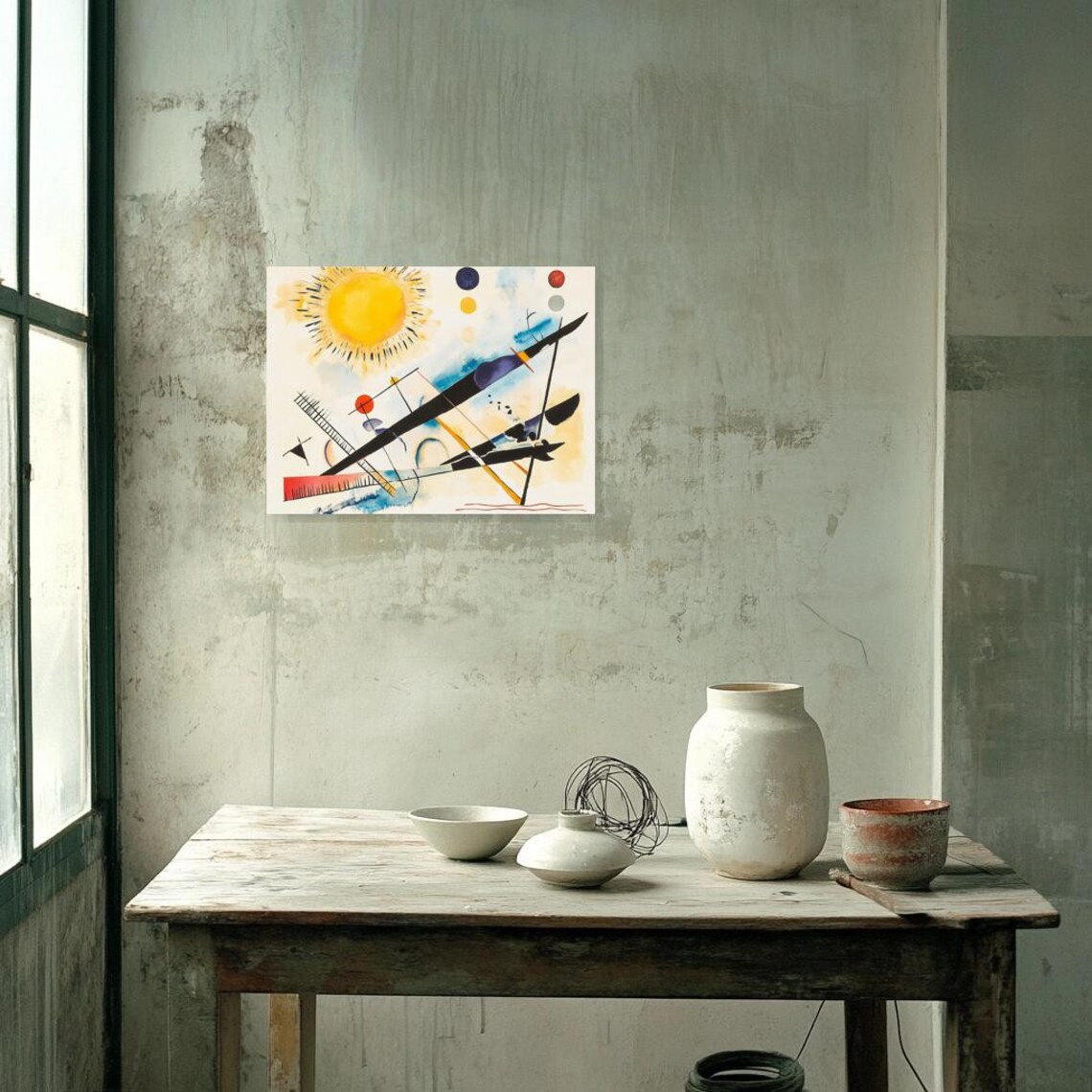 Kandinsky Inspired Abstract Sun Geometric Modernist Art Poster - Image 3