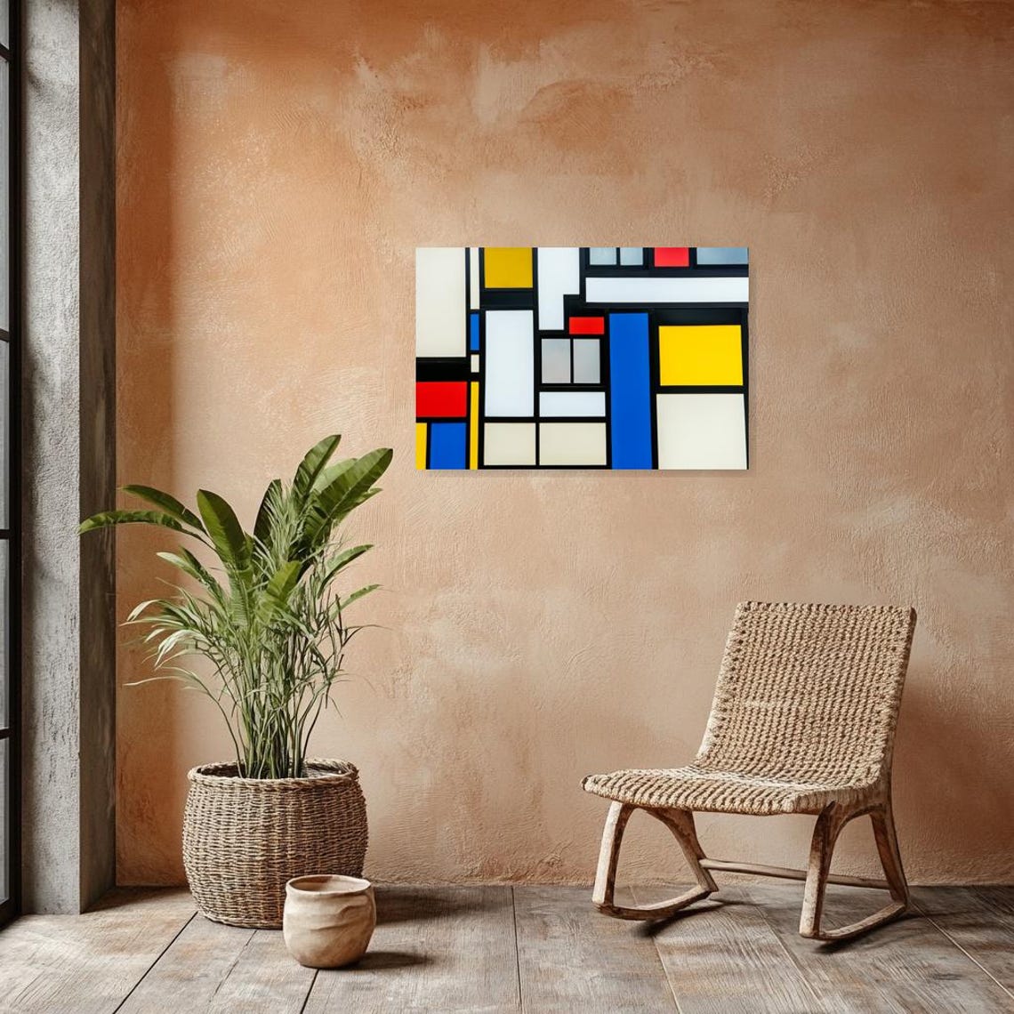 Modern Wall Art Inspired By Piet Mondrian With Bold Colors And Geometric Shapes For Vibrant Home Decor - Image 3