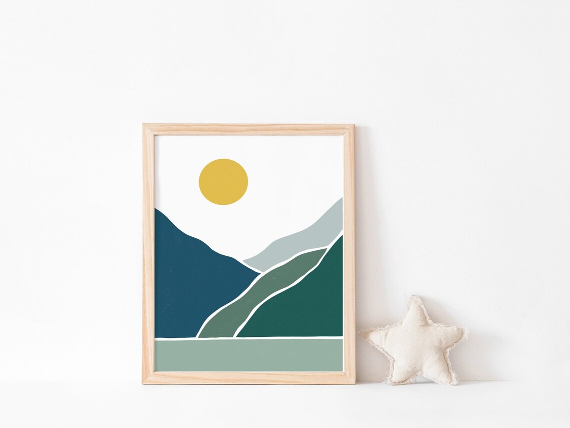 Sunset Over The Mountain, Midcentury Modern Poster - Image 2