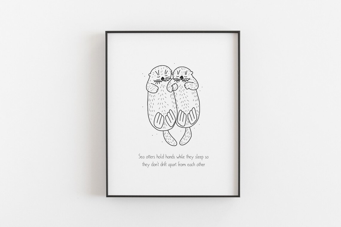 Otter Holding Hands Funny Animal Poster, Sea Life - Image 2