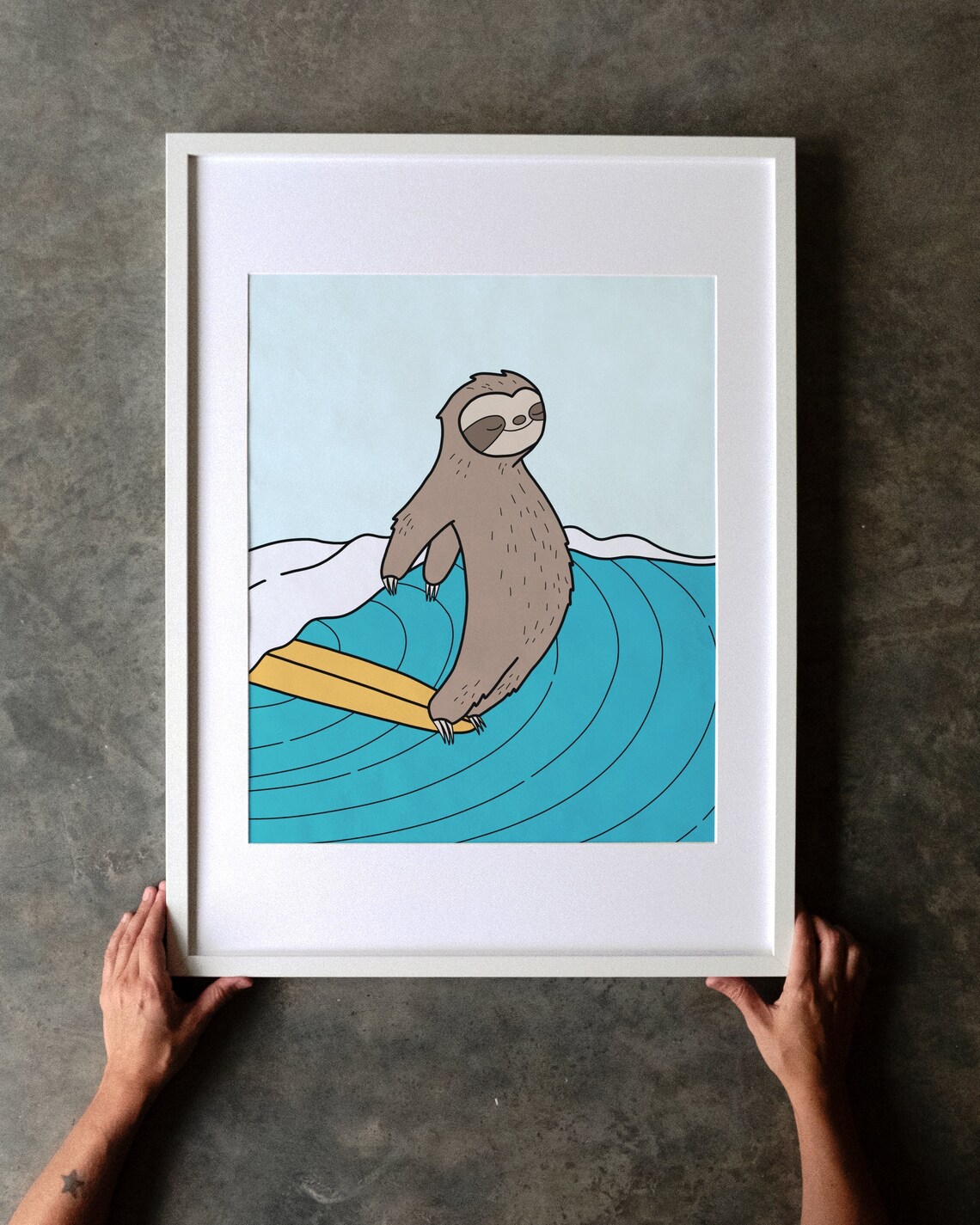 Surfing Sloth Art Print, Coastal Nursery Decor - Image 2