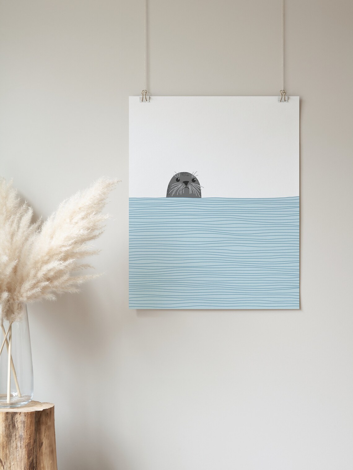 Seal Print, Sea Horse Peeking Out Of Water Poster - Image 3