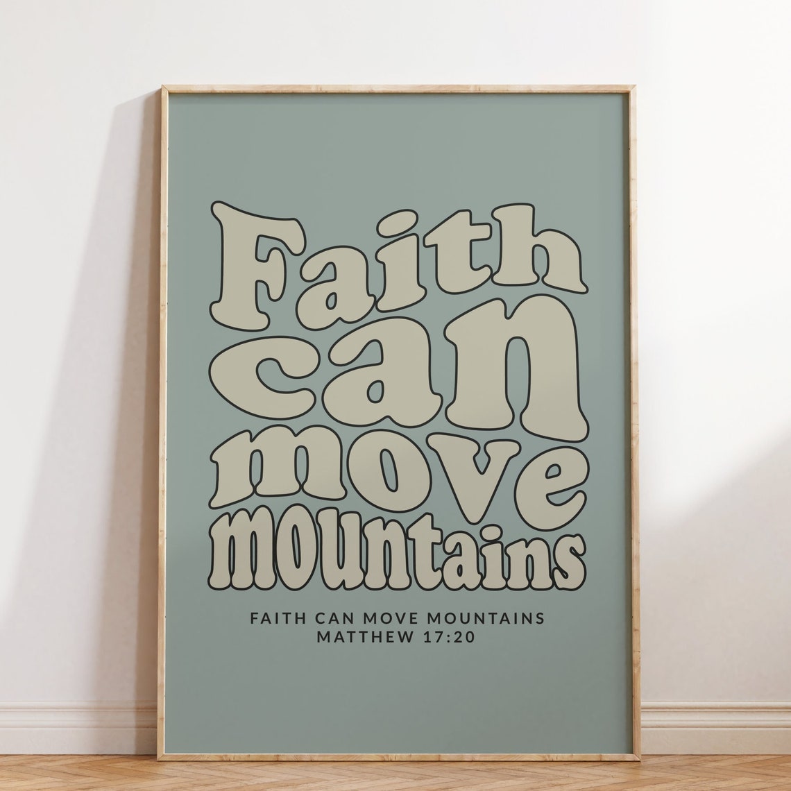 Retro Christian Wall Print Matthew Faith Print Christian Poster Bible Verse Wall Decor Scripture Art Christian Gift