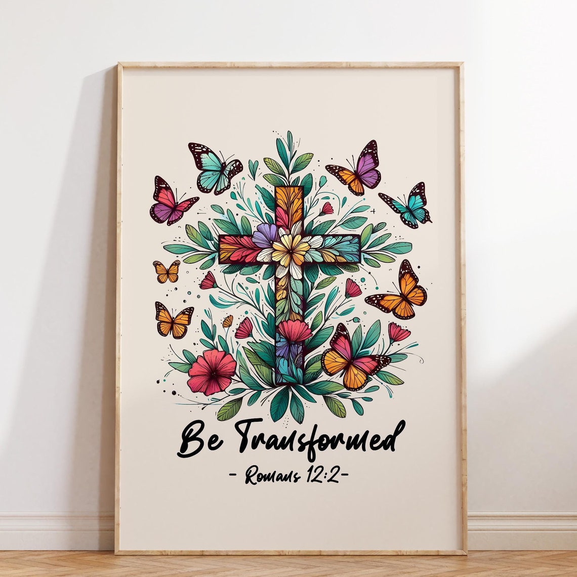 Be Transformed Print Christian Wall Art Bible Verse Romans Scripture Christian Poster Wall Decor Art