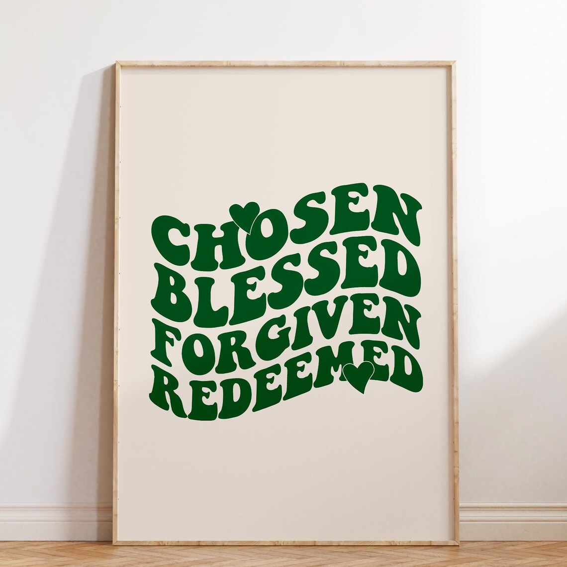 Chosen Blessed Forgiven Redeemed Green Wavy Retro Faith Poster - Image 4