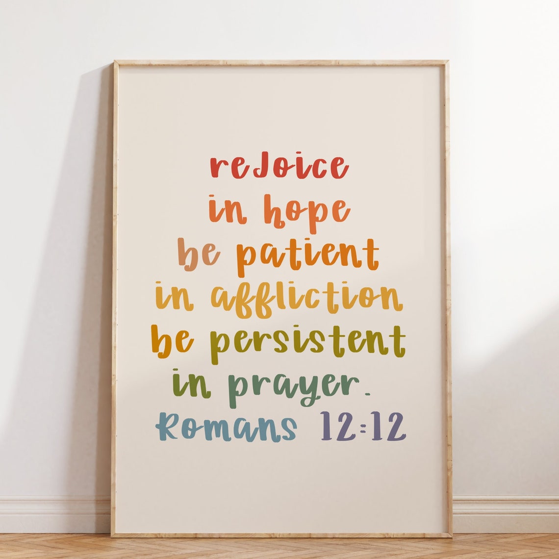 Retro Christian Wall Print Rejoice Print Christian Poster Bible Verse Wall Decor Large Art Christian Gift Romans