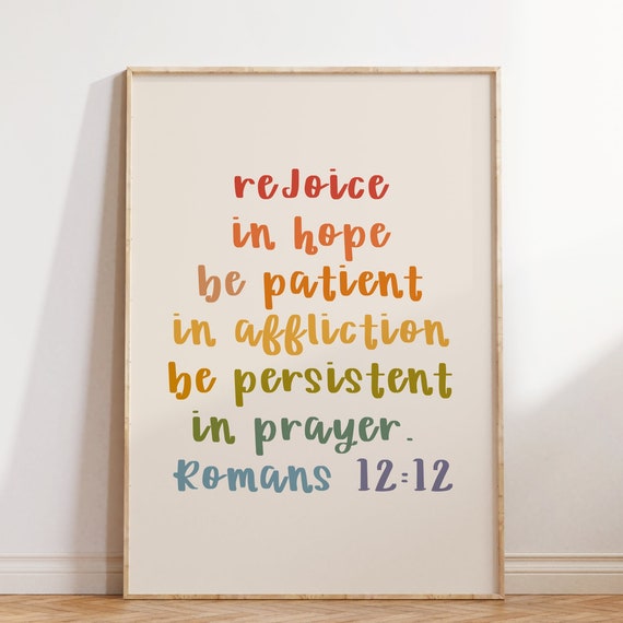 Retro Christian Wall Print Rejoice Print Christian Poster Bible Verse Wall Decor Large Art Christian Gift Romans