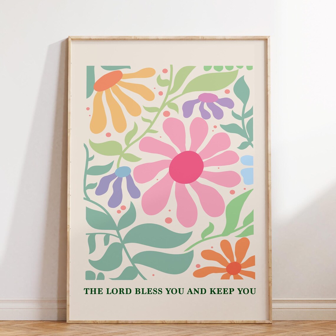 The Lord Bless You And Keep You Bold Floral Blessing Verse Poster