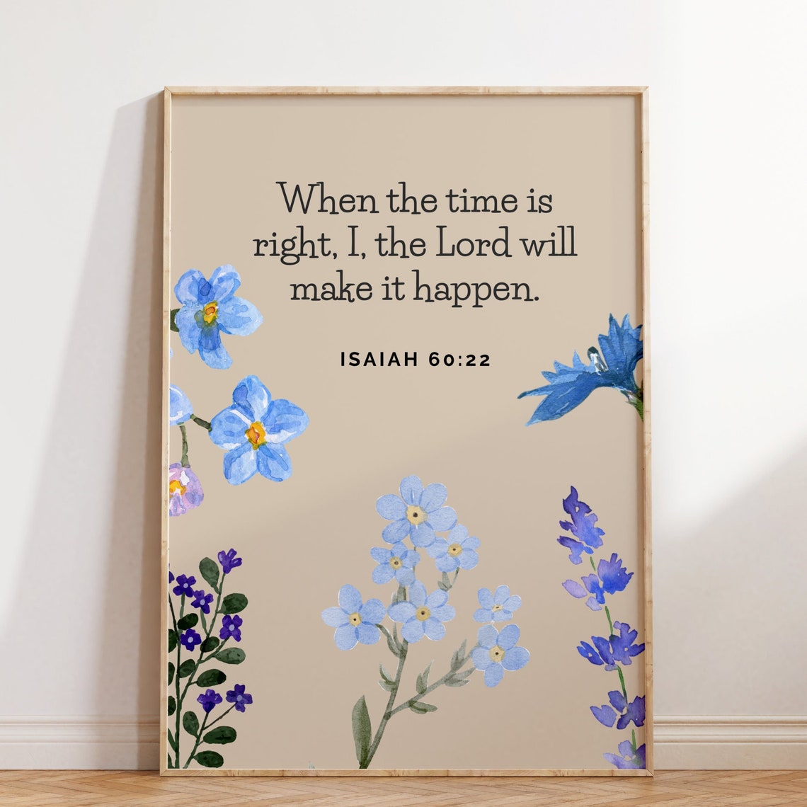 Retro Christian Wall Print Isaiah Scripture Wildflowers Christian Poster Bible Verse Wall Decor Christian Gift