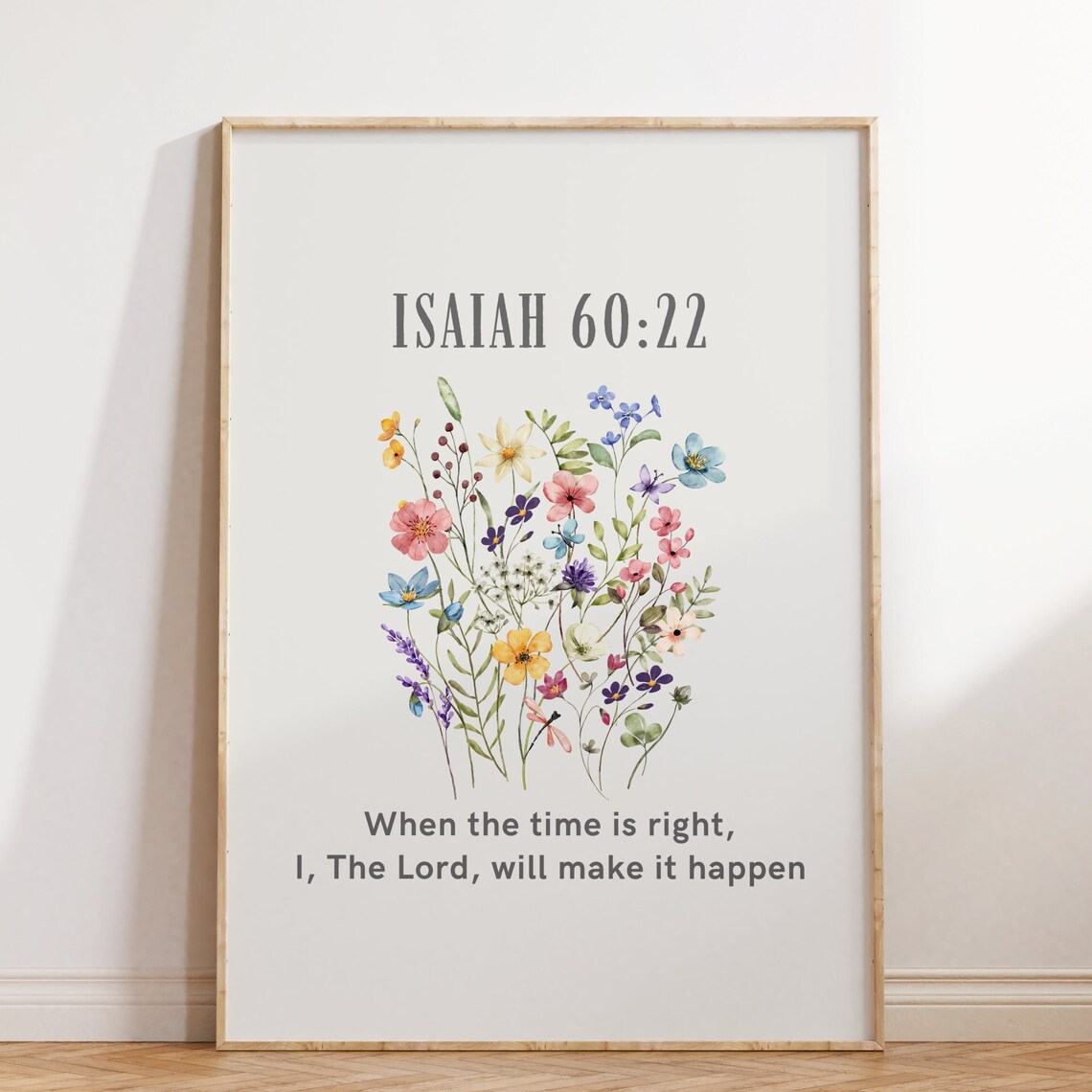 Isaiah 60:22 Watercolor Wildflower Bible Verse Scripture Wall Poster