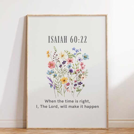 Isaiah 60:22 Watercolor Wildflower Bible Verse Scripture Wall Poster