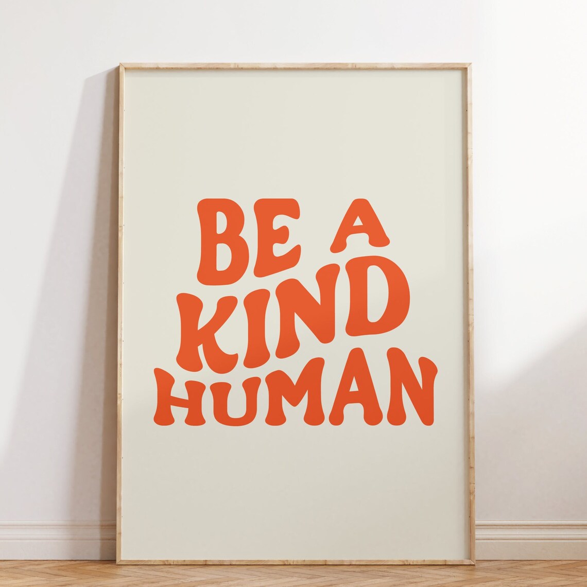 Be A Kind Human, Retro Groovy Orange Poster Print - Image 4