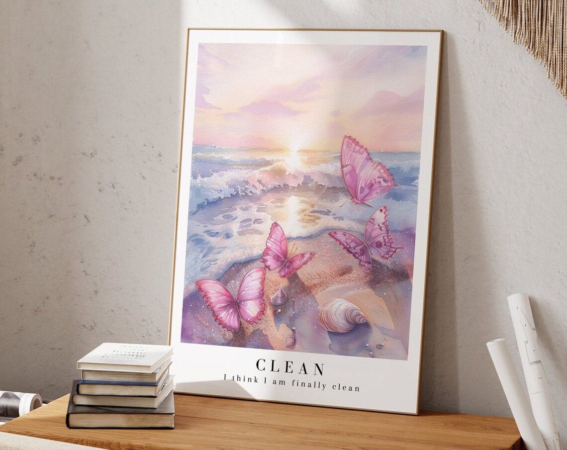 Clean 1989 Album Beach Print, Butterfly Poster