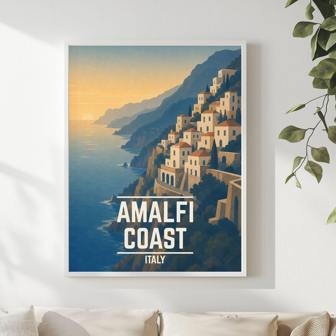 Amalfi Coast Italy Vintage Travel Poster