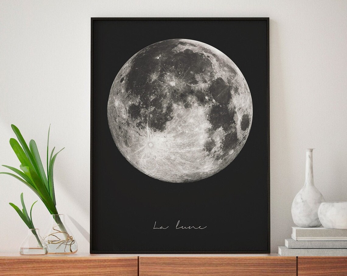 Moon Poster, La Lune Full Moon Art Print - Image 4