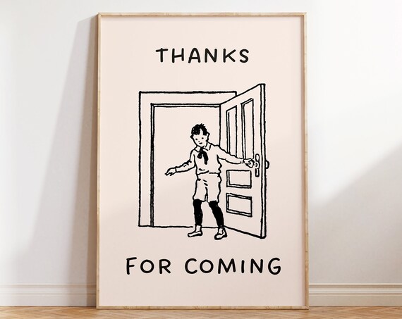 Thanks For Coming Vintage Boy Poster Welcome To My Crib Trendy Living Room Decor Cute Quote Art Aesthetic Apartment Wall Art Print
