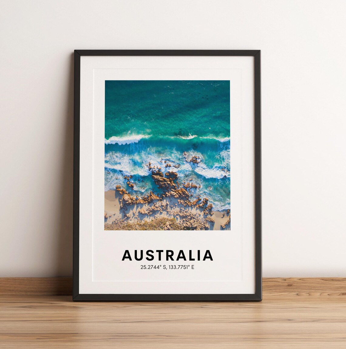 Australia Ocean Aerial Photography Print Waves On Rocky Shore