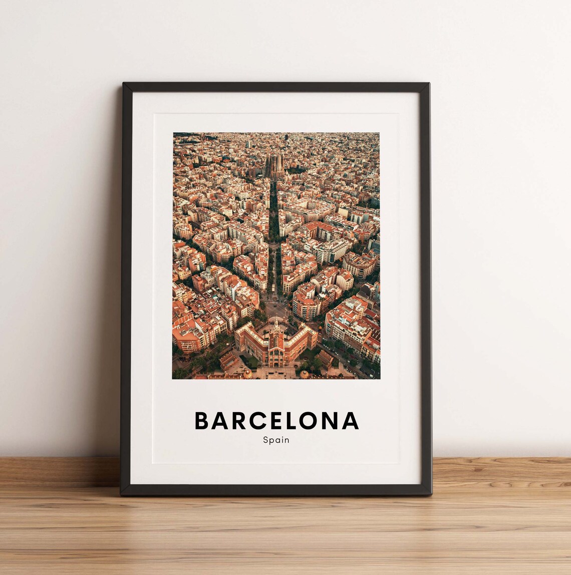Barcelona Spain Aerial City View Sagrada Familia Photo Poster