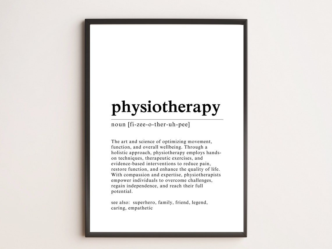 Physiotherapy Definition Dictionary Style Gift For Therapist Wall Art