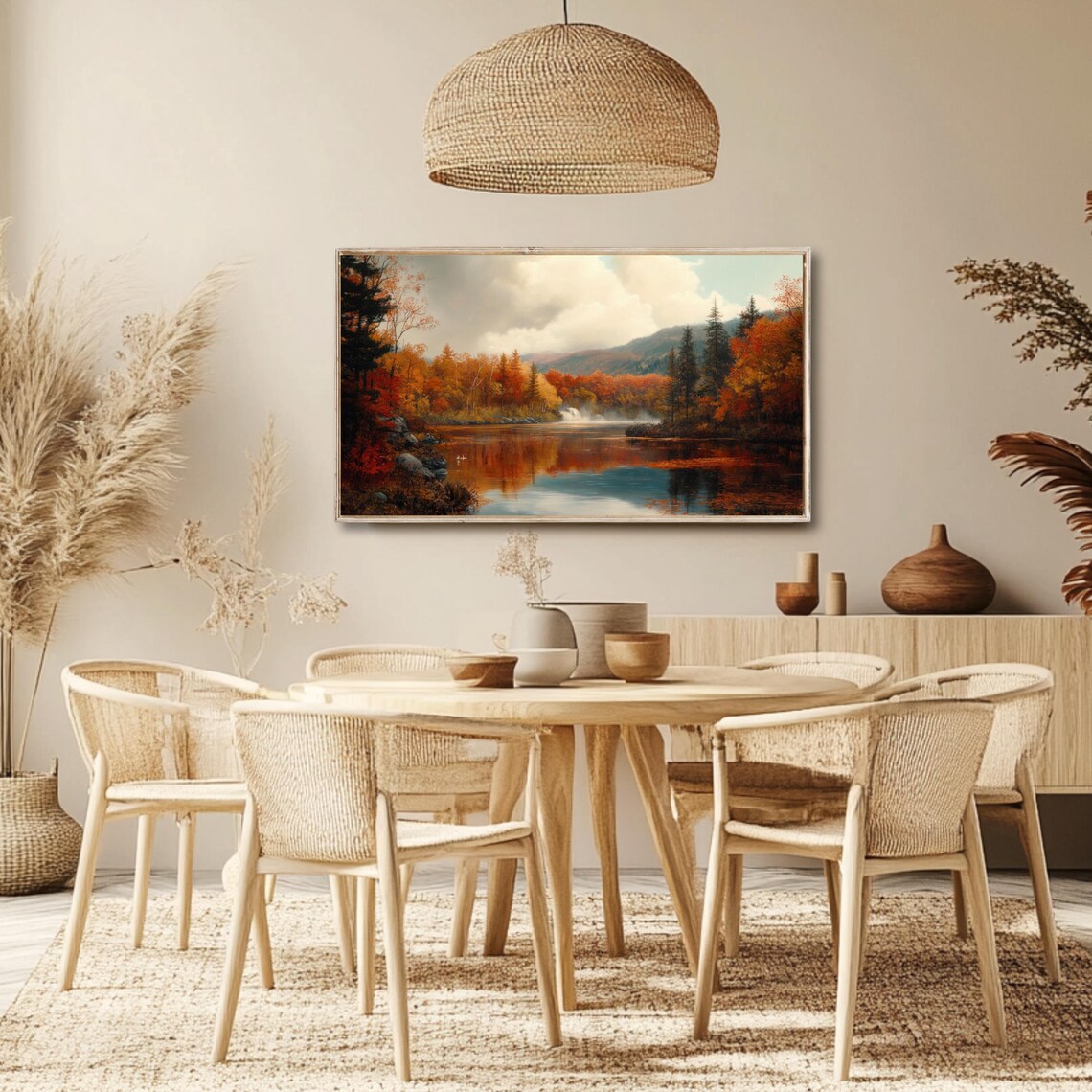 Vintage Autumn Landscape, Fall Oil Painting Art Print - Image 2