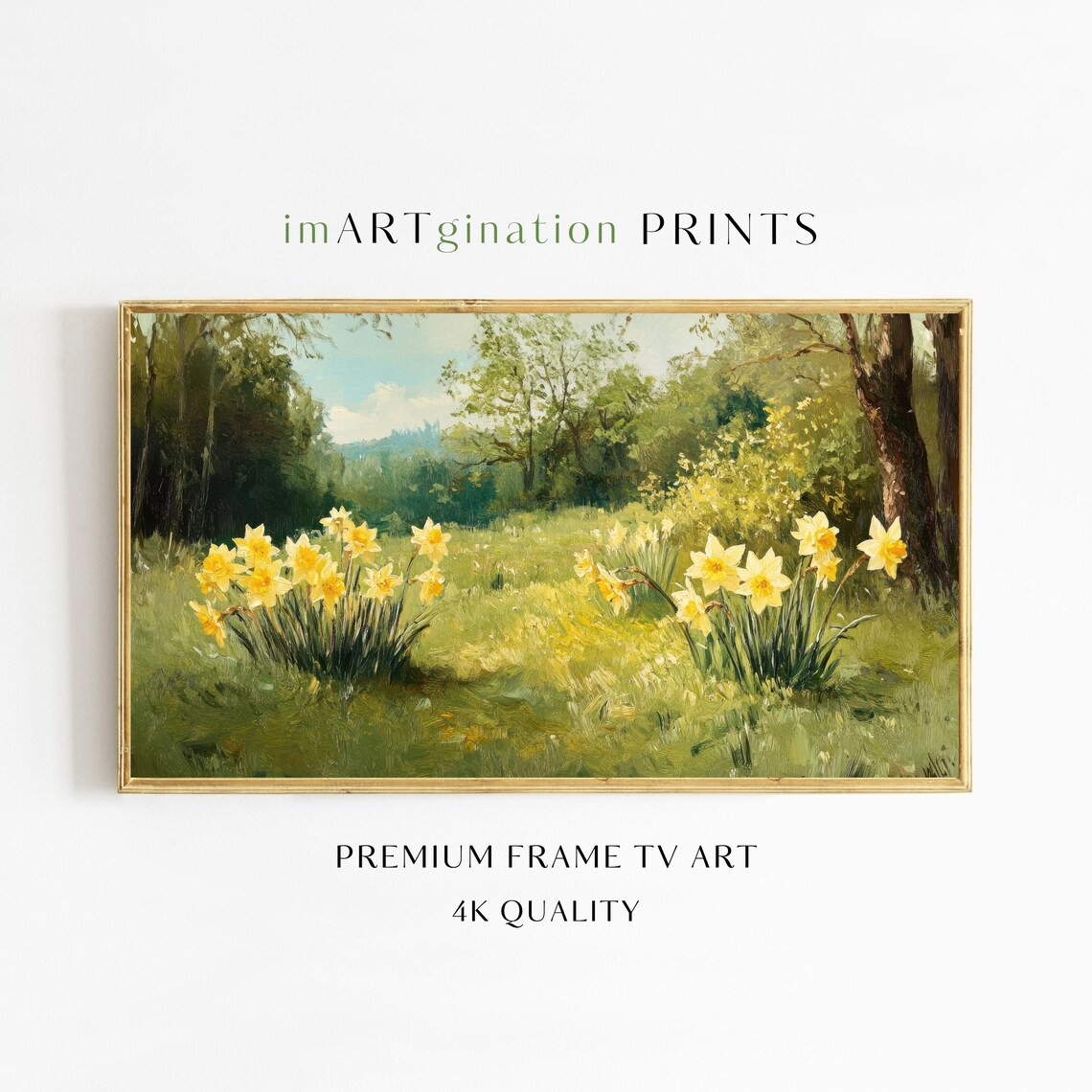 Daffodils Meadow Spring Art Print, Nursery Decor