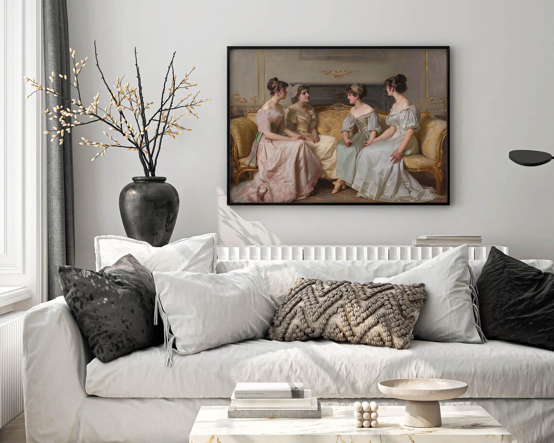 Four Victorian Ladies Chatting in Classic Oil Painting Poster - Image 6