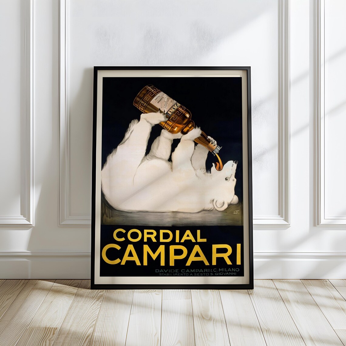 Vintage Cordial Campari Polar Bear Drinking Italian Ad Poster