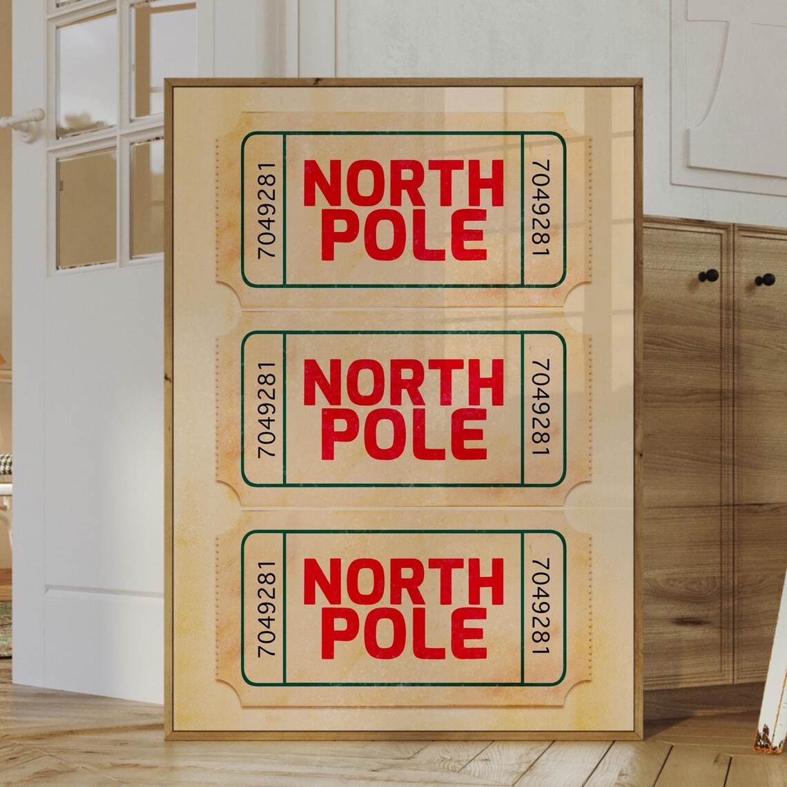 North Pole Vintage Ticket, Retro Christmas Art Print - Image 2