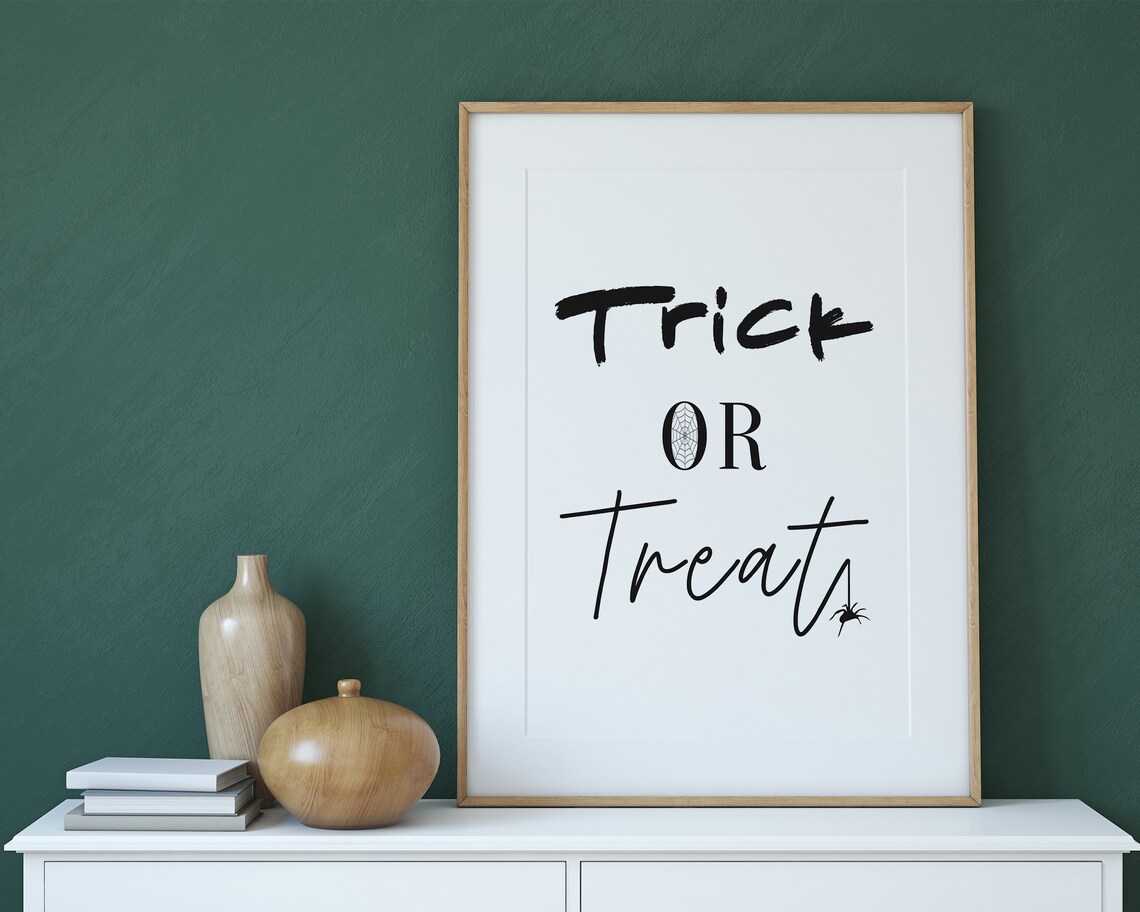Trick Or Treat Halloween Spider Web Spooky Season Decor Poster - Image 2