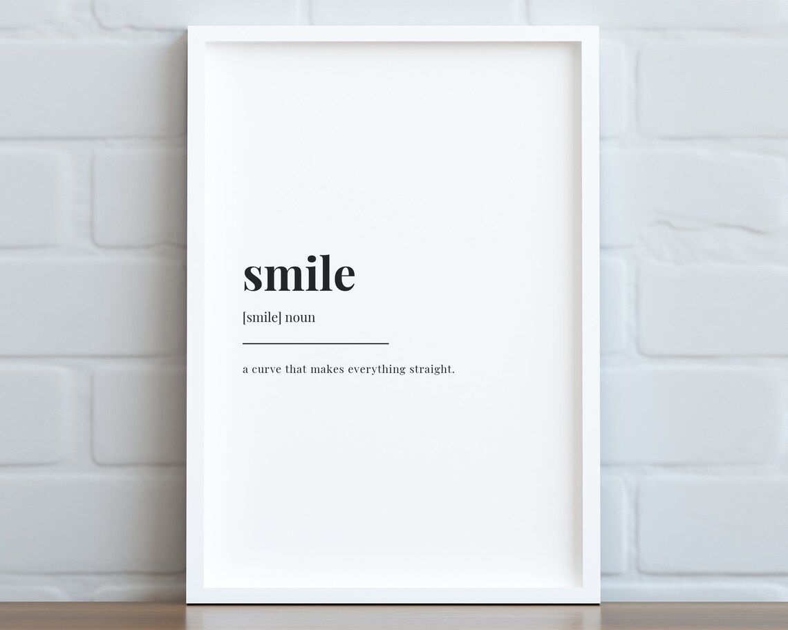 Smile Definition Quote Art Print, Positivity Typography - Image 3