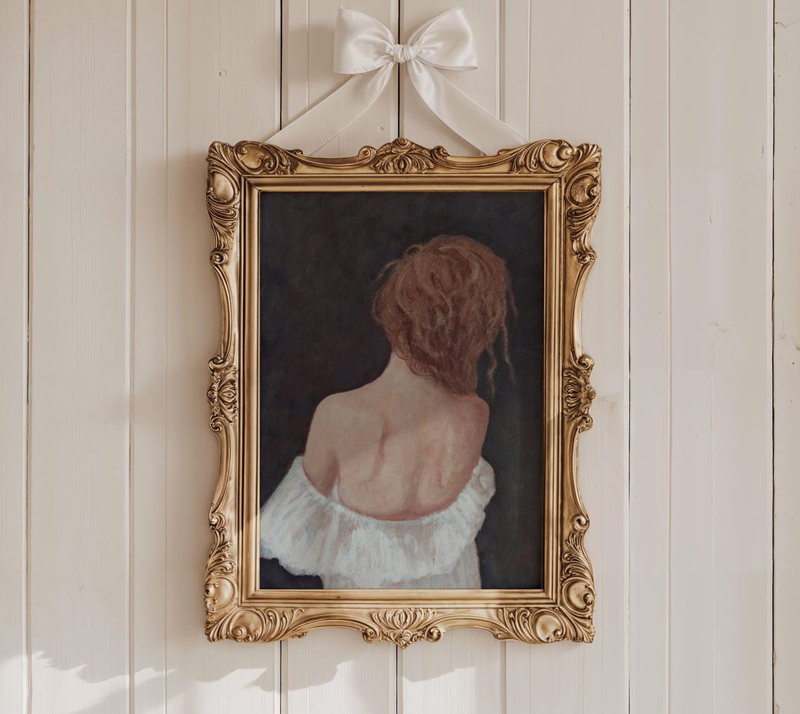 Redhead Woman Seen From Behind Elegant Dark Moody Art Poster - Image 3