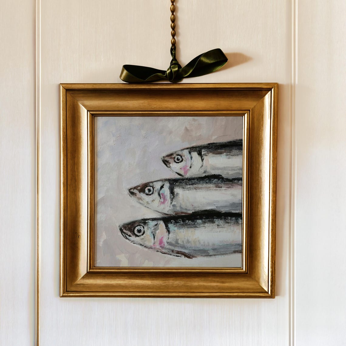Three Silver Sardines Painted Up Close Kitchen Fish Art Poster
