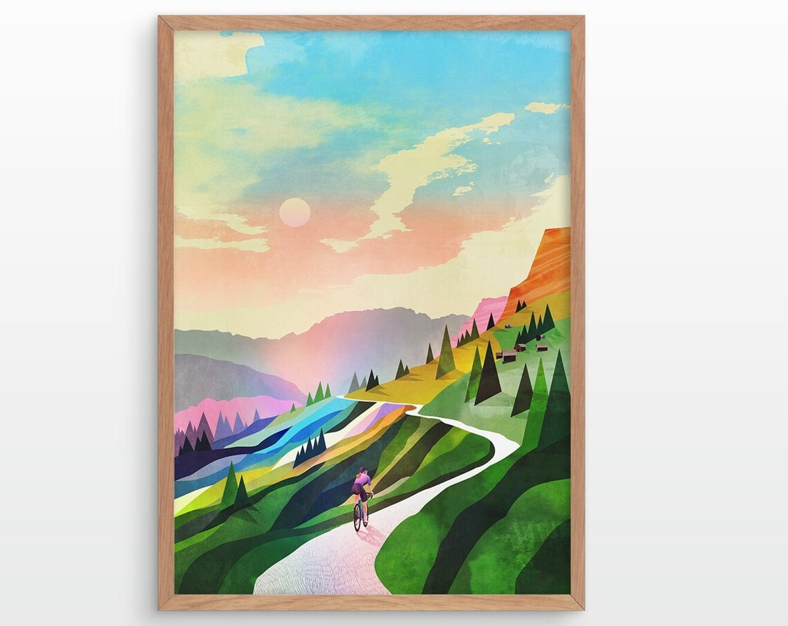 Dolomiti Ride Cycling Art Print, Mountain Route
