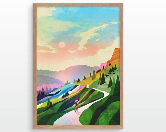 Dolomiti Ride Cycling Art Print, Mountain Route